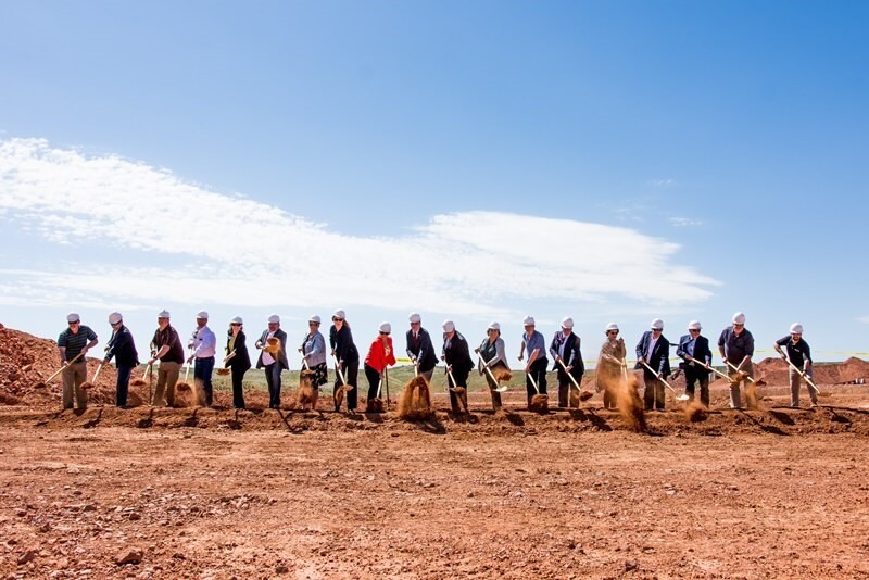 Key members of The Wyoming Innovation Center (WyIC) development team make the first dig at the future facility site. Photo courtesy of Veteran Move Media.