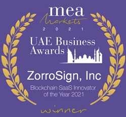 Thumb image for ZorroSign Named Blockchain SaaS Innovator Of The Year At The UAE Business Awards 2021