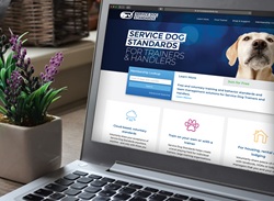 Photo of a laptop computer displaying the Service Dog Standards website