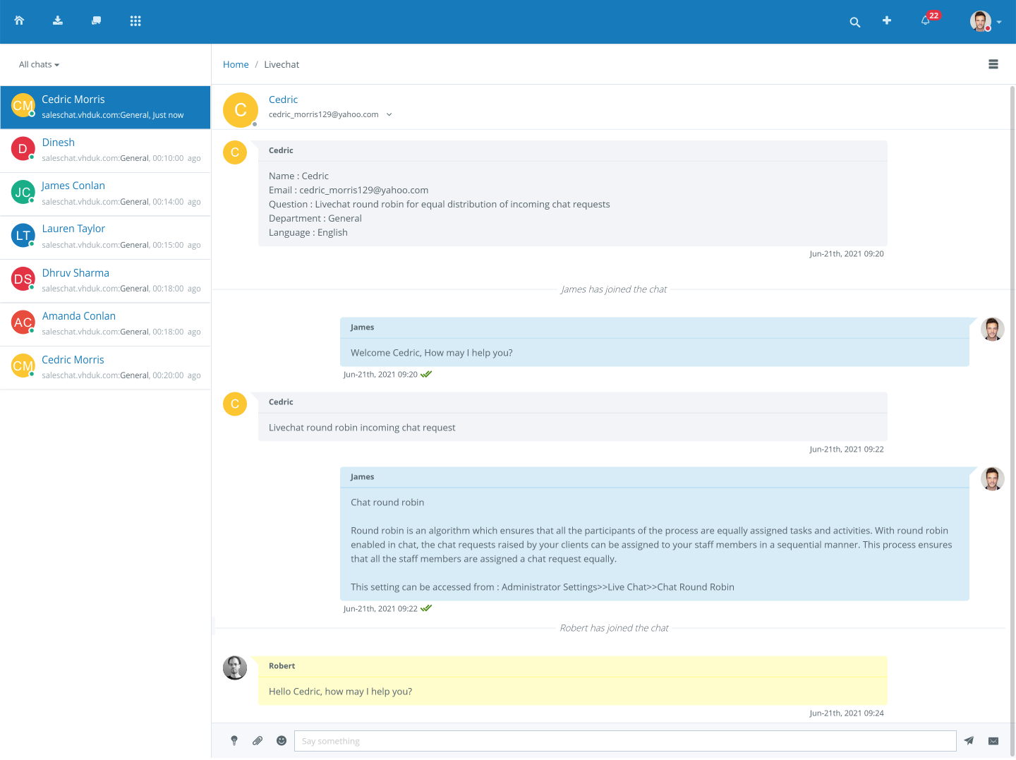 Vision Helpdesk's Live Chat Software