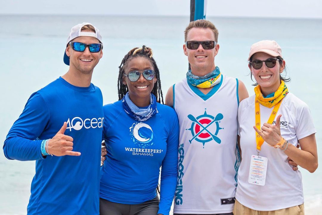 A successful cross-Atlantic collaboration. From left to right: Alex Schulze, co-founder of 4ocean; Rashema Ingraham, executive director at Waterkeepers Bahamas; Travis Suit, founder and executive dire