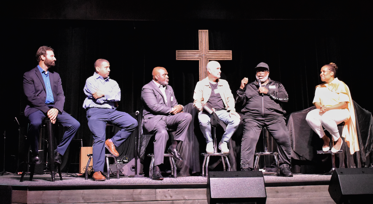 The City Servants interview included, from left to right: Chuck Proudfit, Paul Booth, Gene Ellington, Chris Beard, Jerry Culbreth and Darice “Michelle” Thompson.