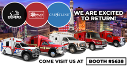 Demers Ambulances, Braun Ambulances, and Crestline Coach will have 5 new ambulances in Booth #5638 at FDIC 2021!