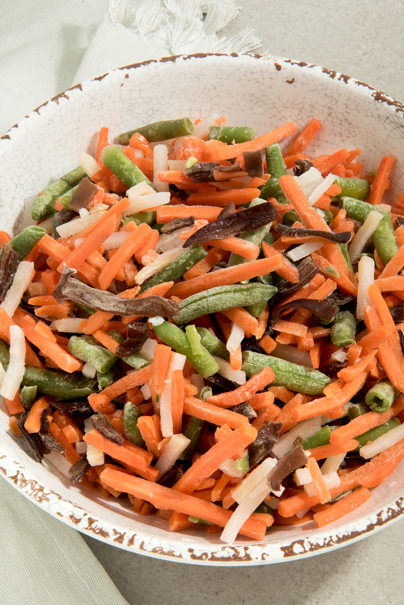 Pre-cut, ready-to-cook frozen vegetables