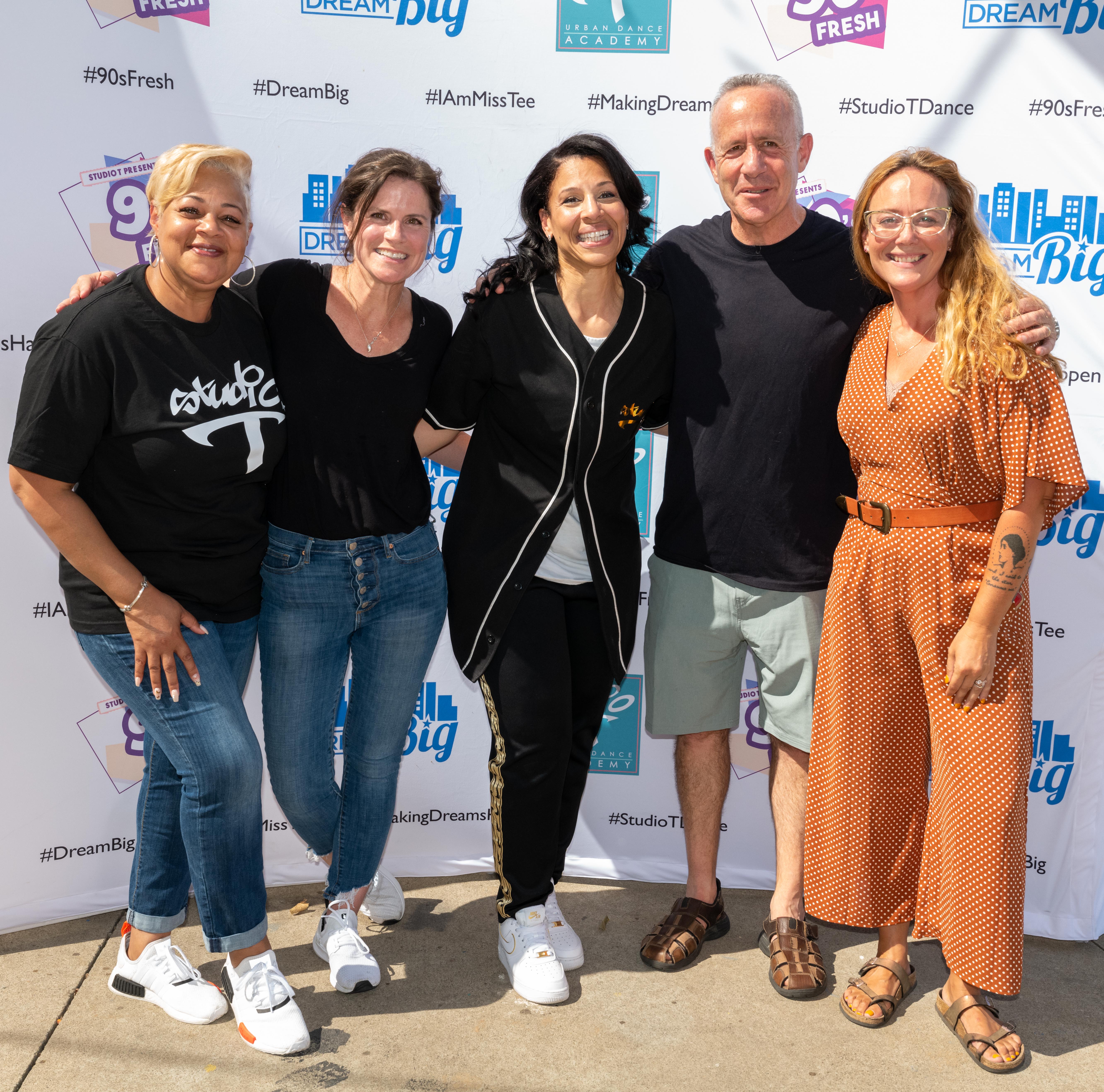 Studio T Arts & Entertainment Board members Sonya Marchand, Monique Brown and Katie McCleary join Tamaira Sandifer and Mayor Darrell Steinberg at the Legends of Dance Workshop ; Credit Earl Gibson III