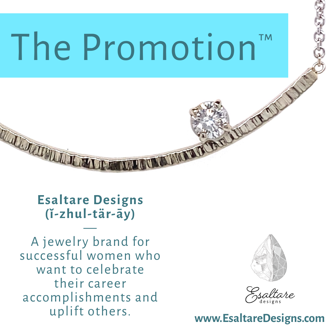 The Promotion™ Necklace // Handmade 14k White Gold Curved Bar Pendant Featuring