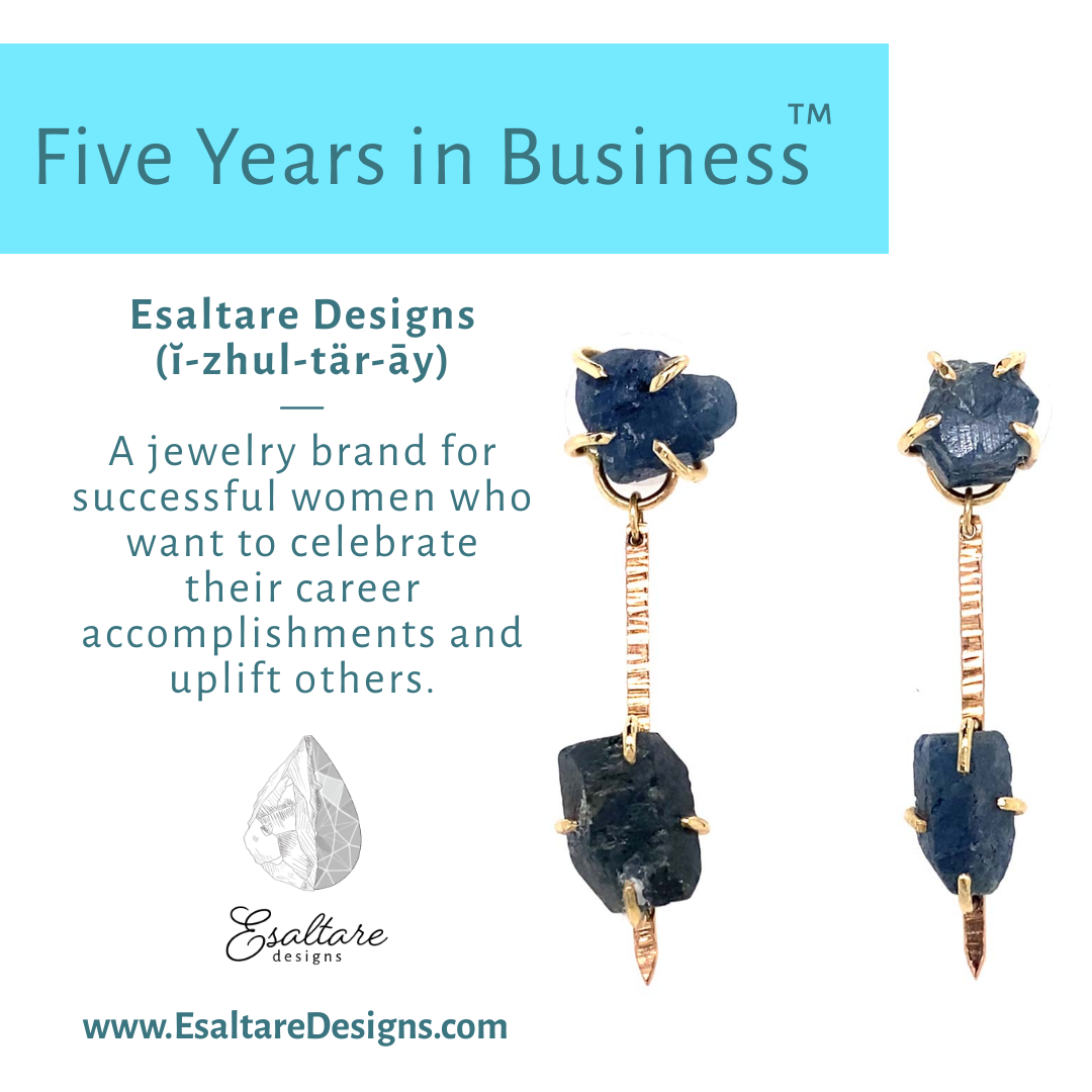 Five Years in Business™ Raw Sapphire Dangle Earrings // Handmade 14k Yellow Gold Multi-Stone Drop Earrings with Raw Blue Sapphires