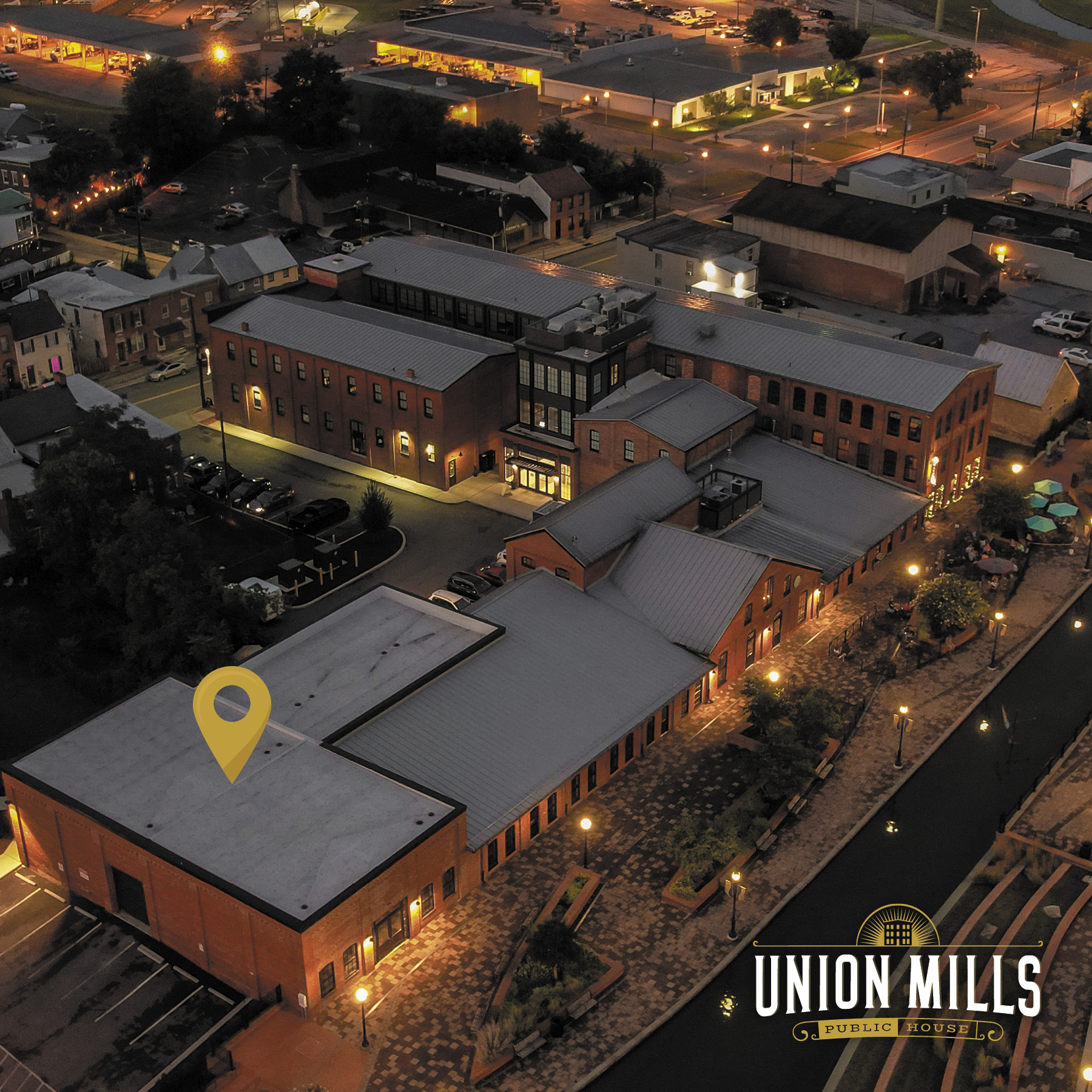 Union Mills Public House on Carroll Creek Aerial View