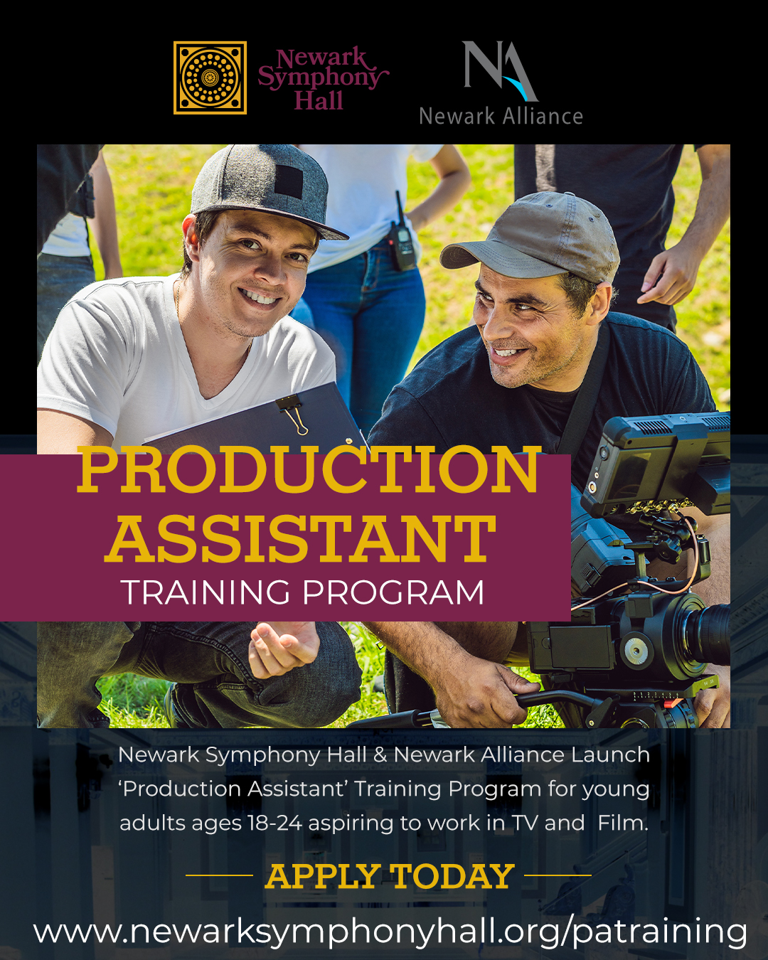 Newark Symphony Hall & Newark Alliance's launch of the "Production Assistant" training program will be open to young adults ages 18-24. (Courtesy of NSH).