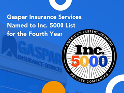 Gaspar Insurance Named to Inc. 5000 List for the 4th Year