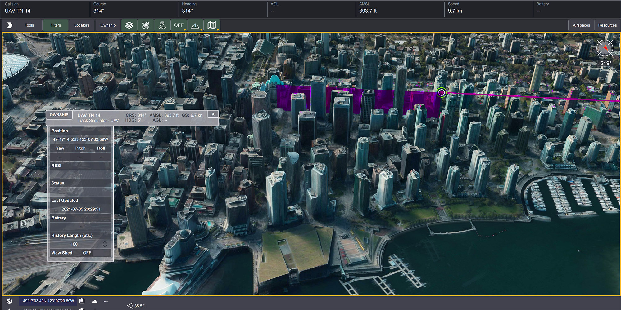 Support for OGC 3D tiles allows TerraLens developers to create stunning visualizations of urban environments.