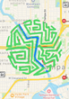 Inspired by the intersecting neighborhood roads on the city map to design the ground labyrinth in a way that connects people of all walks of life to the actual latitude and longitude of the space
