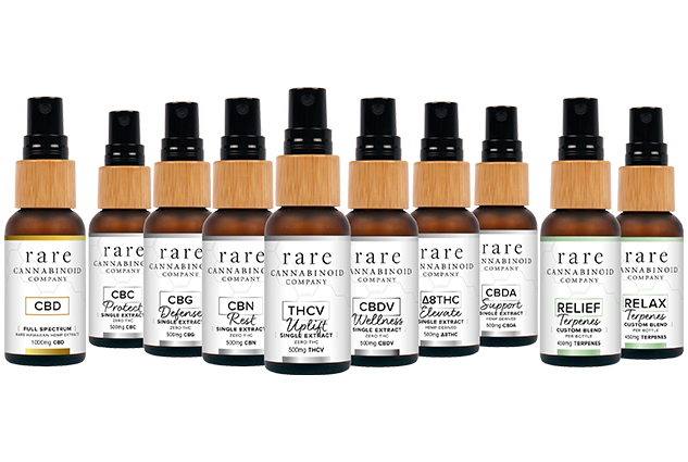 Rare Cannabinoid Company offers an apothecary of wellness tinctures: THCV, Delta-8-THC, CBN, CBG, CBC, CBDA, CBD and will soon sell CBDV and terpene-only tinctures.