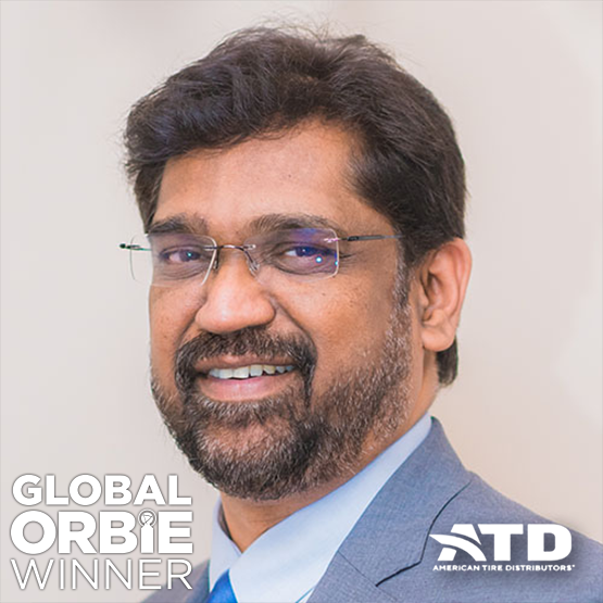 Global ORBIE Winner, Murali Bandaru of American Tire Distributors