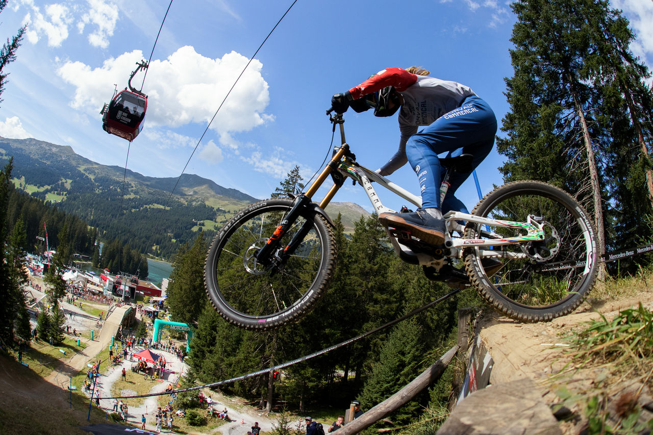 Monster Energy's Camille Balanche Finishes in Fifth Place in the Eiite Women's Division at the UCI Mountain Bike World Cup Downhill Race in Lenzerheide, Switzerland