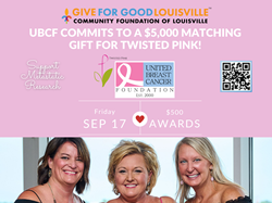UBCF commits to a $5,000 matching gift for Twisted Pink during the Give For Good Louisville fundraising event on September 17.