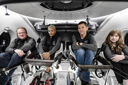 Inspiration4 crew, left to right: Chris Sembroski, Dr. Sian Proctor, Jared Isaacman, and Hayley Arceneaux