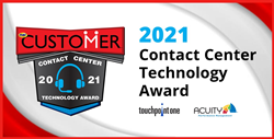 Thumb image for TouchPoint One Wins CUSTOMER Magazine 2021 Contact Center Technology Award