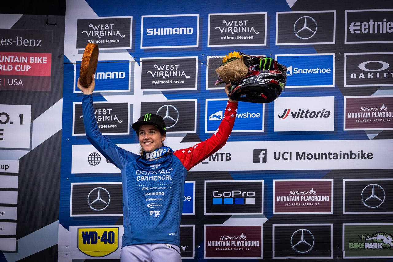 Monster Energy’s Camille Balanche Takes Second Place in Race One at UCI Downhill Mountain Bike World Cup Finals in Snowshoe