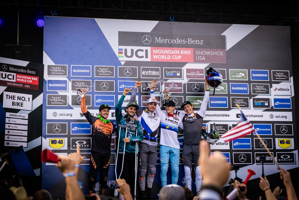 Monster Energy's Thibaut Dapréla suffered a crash and ended the 2021 World Cup season in 2nd after pulling out of competition; Teammate Loris Vergier landed in 3rd overall and Brosnan in 4th overall.