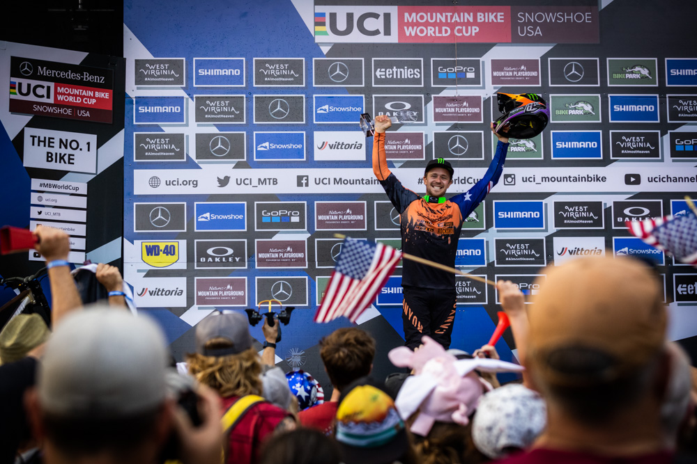 Monster Energy's Troy Brosnan Takes 2nd Place  in Final Races at UCI Downhill Mountain Bike World Cup Finals in Snowshoe and 4th overall.