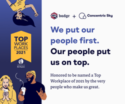 Thumb image for Concentric Sky Named a Top Workplace of 2021