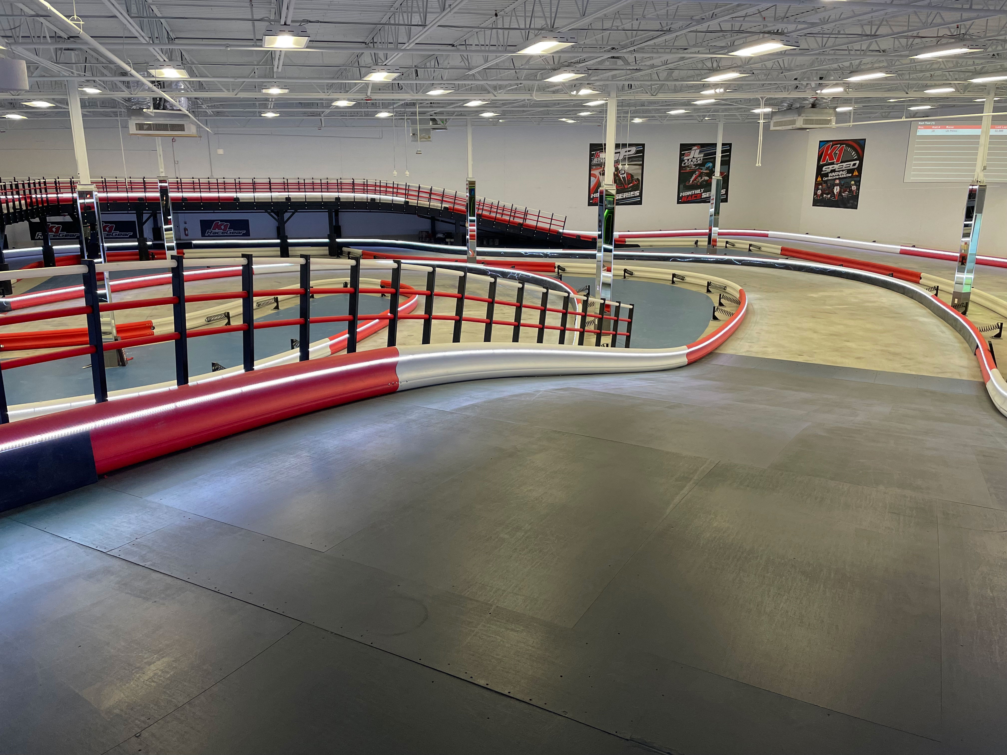 The elevated indoor go kart track at K1 Speed Bluffton is the company's largest to date.