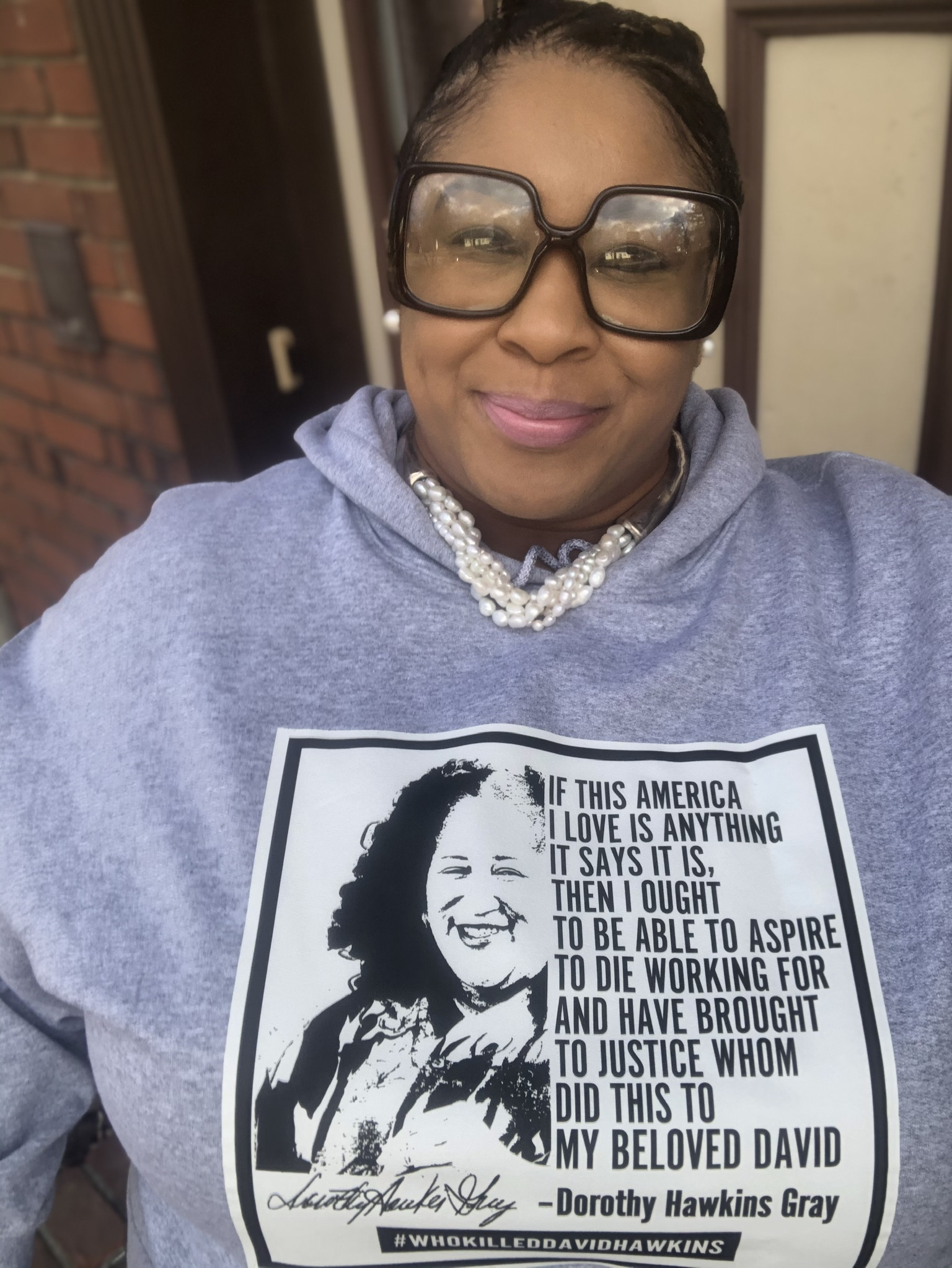Cynthia Edwards wears her mother's declaration as a badge of honor
