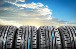 view of four tires with sky in the background
