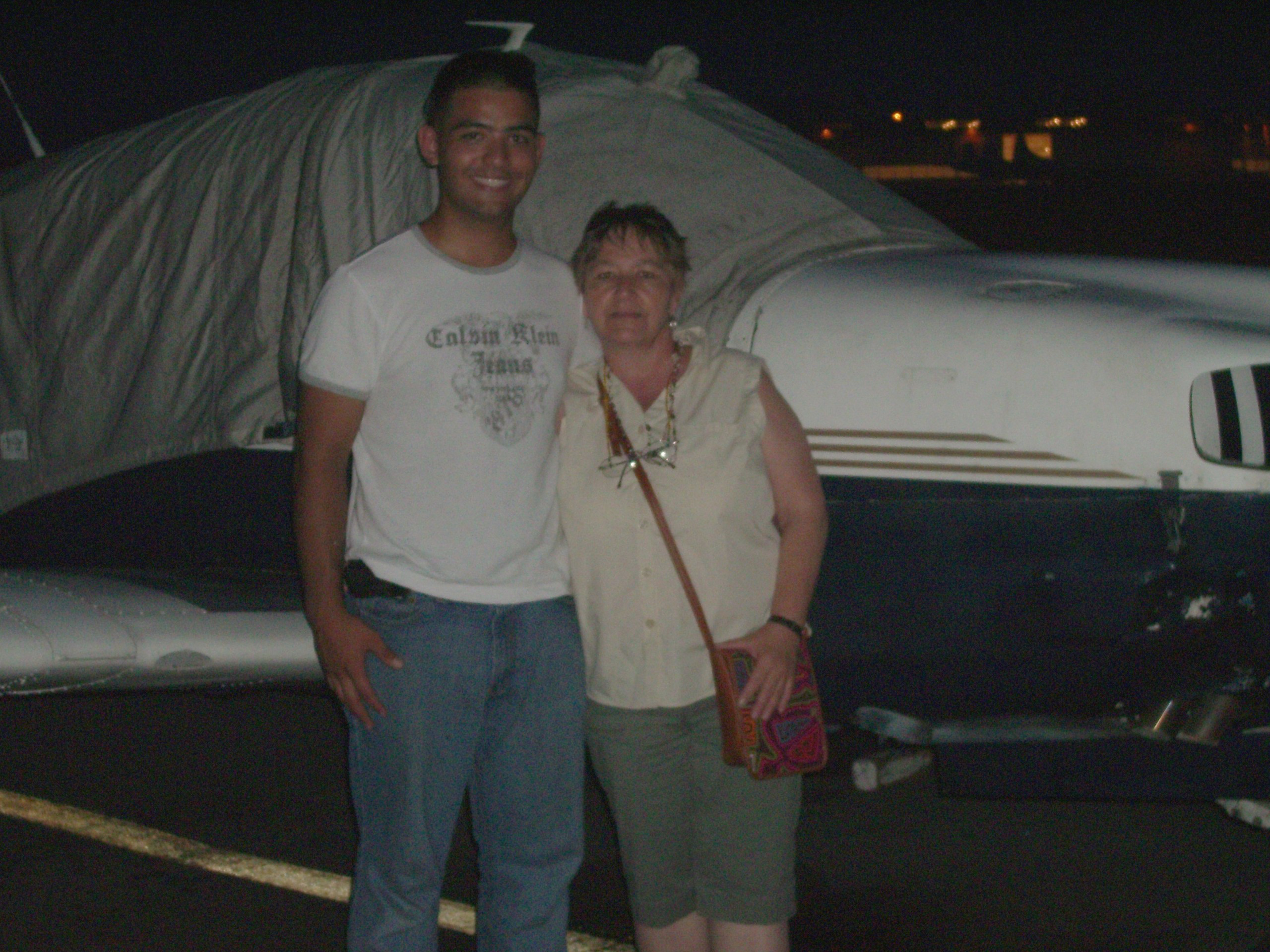 Julian Alarcon and his mother during flight training