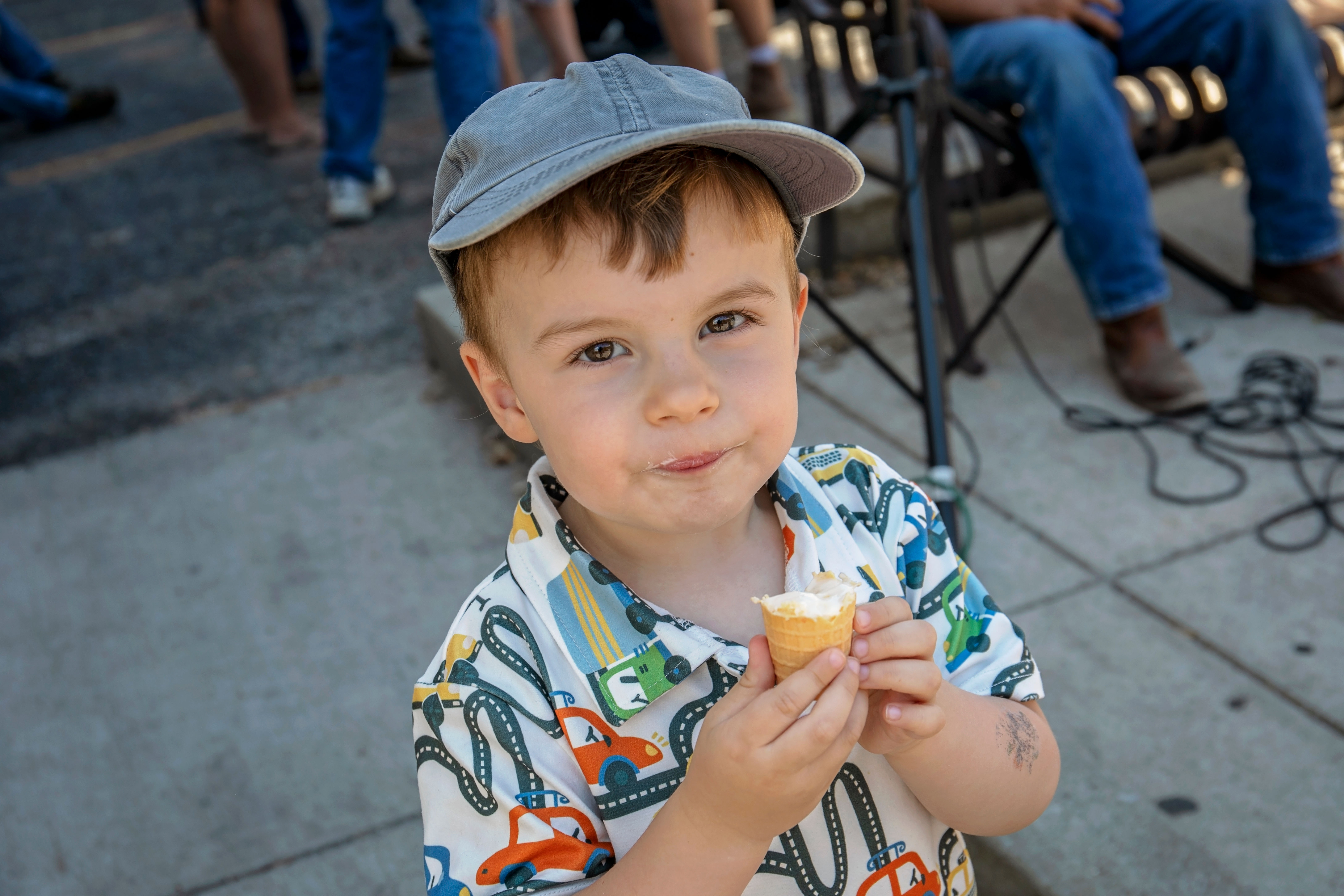 Maverick, age 3, enjoys his free ice cream cone from Dutch Country General Store.