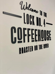 Sign inside Lock No. 4 Coffeehouse in Beverly, Ohio