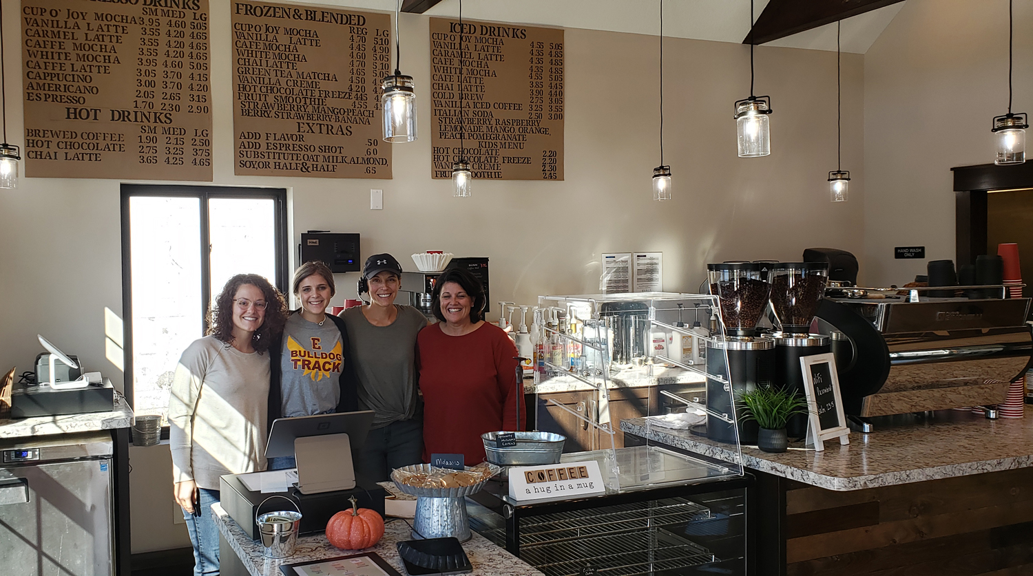 Team inside Cup O' Joy Coffee Barn in Edgerton, Ohio