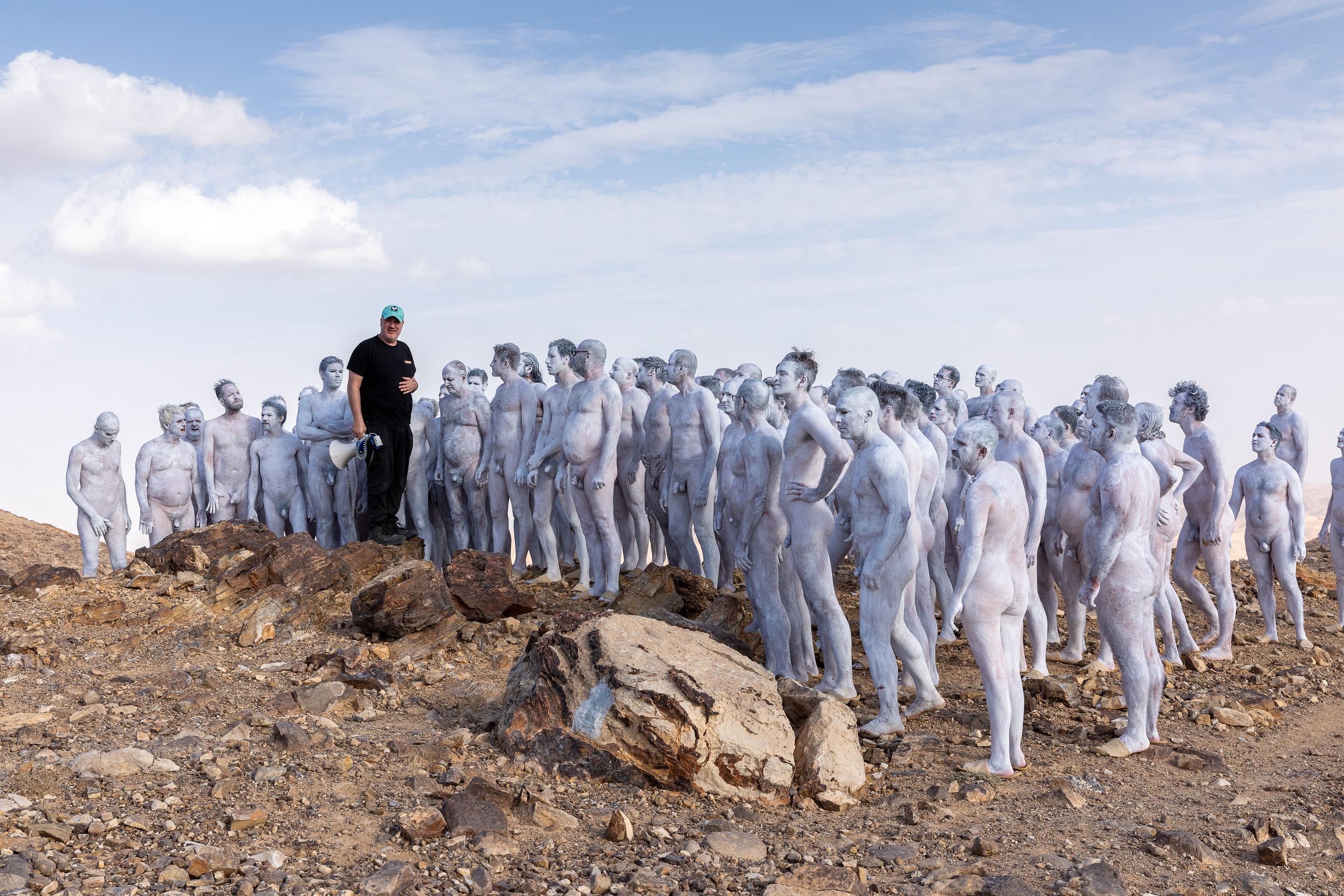 Participants of Spencer Tunick's Arad Shoot October 17, 2021 with Tunick