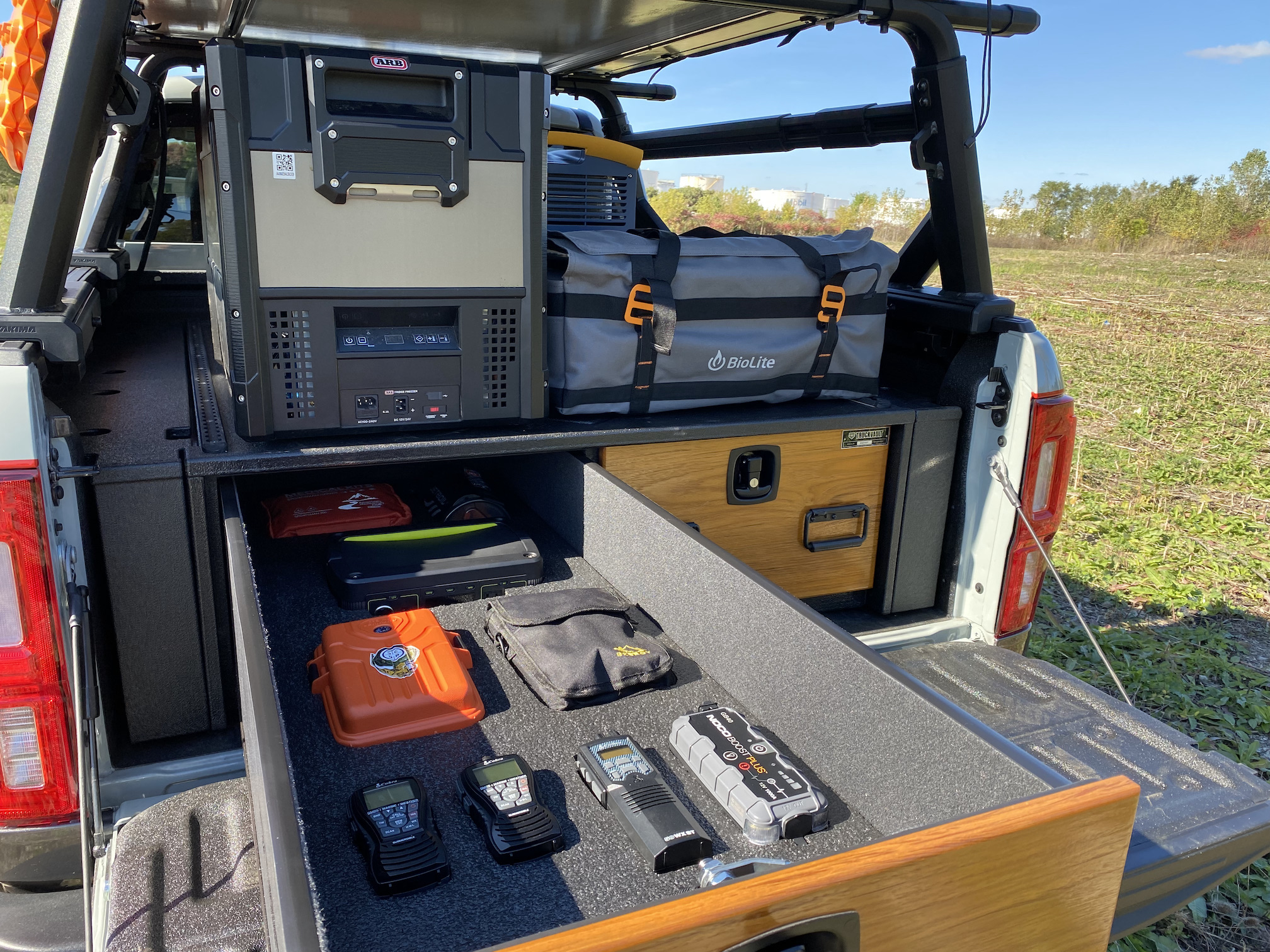 A Tepui roof top tent, and many adventure accessories.