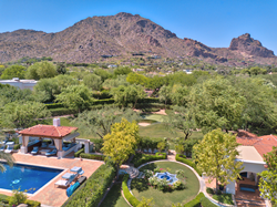 Photo of Camelback Mountain from a 2.22-acre estate in Paradise Valley, AZ