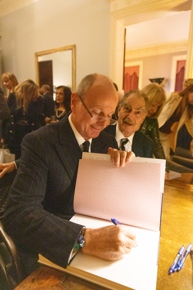 HRH Prince Dimitri of Yugoslavia autographs his book "Once Upon A Diamond" for Christopher English Walling