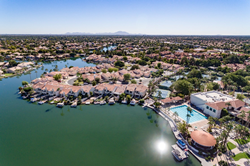 Val Vista Lakes clubhouse and lake