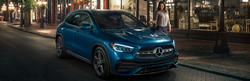 2022 Mercedes-Benz GLA blue side front view