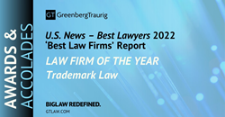 Greenberg Traurig Named Law Firm of The Year for Trademark Law in 2022 ...