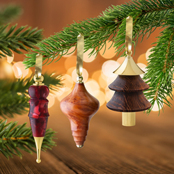 Wooden holiday ornaments.