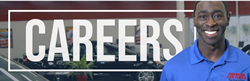 Image of an American Car Center employee with "Careers" written on the banner next to them.