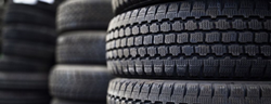 Close-up image of a stack of tires.