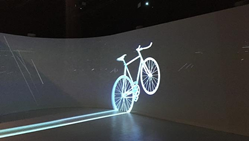 Projection of a bicycle using Christie 1DLP projectors
