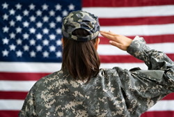 US Army veteran saluting the flag