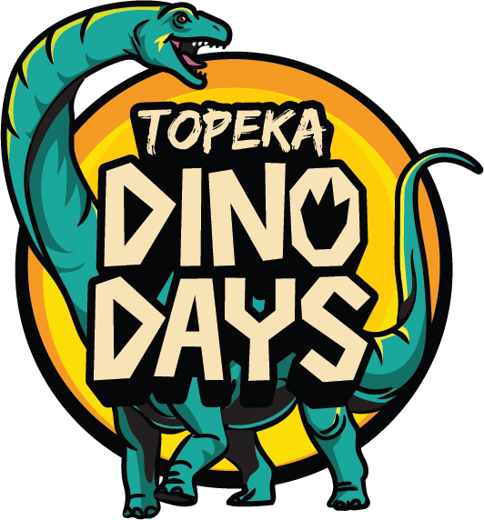 ‘Topeka Dino Days’ will include full-size robotic dinosaurs, a global collection of dinosaur eggs and an Allosaurus skeleton downtown. Logo courtesy of Visit Topeka.