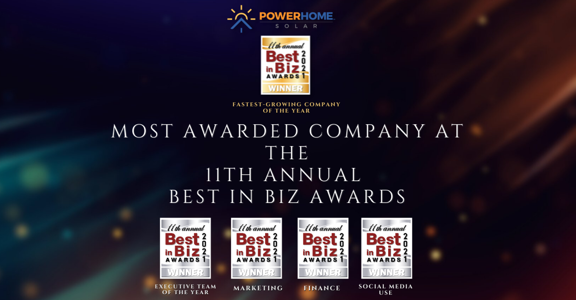 MOST AWARDED COMPANY AT THE 11TH ANNUAL BEST IN BIZ AWARDS