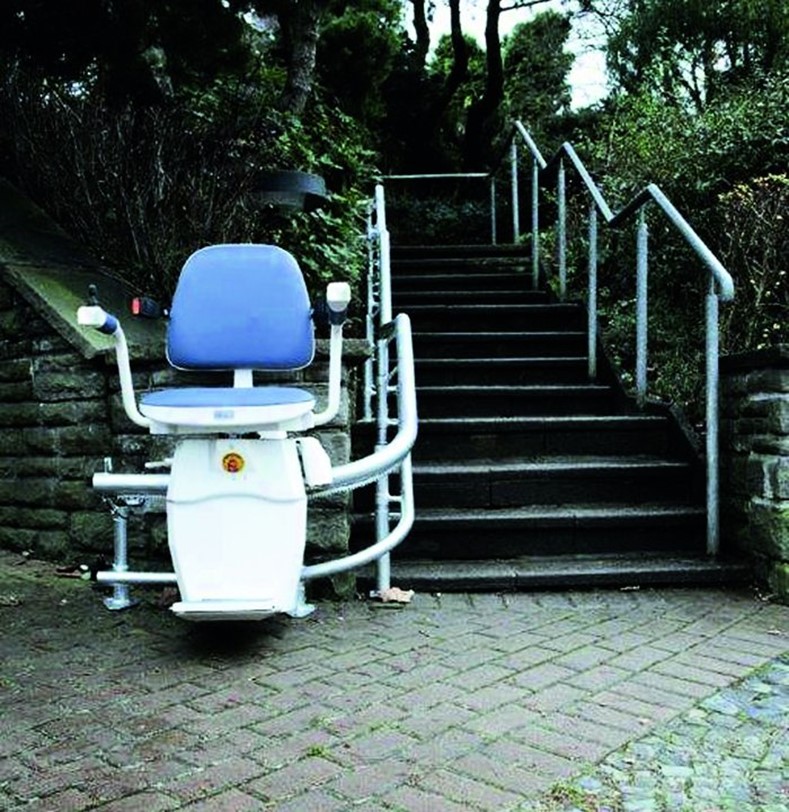 Custom outdoor curved stair lift from Butler-Hawle