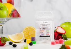 Rare Cannabinoid Company extra strength THCV gummies, CBN gummies, CBG gummies, and CBD gummies.