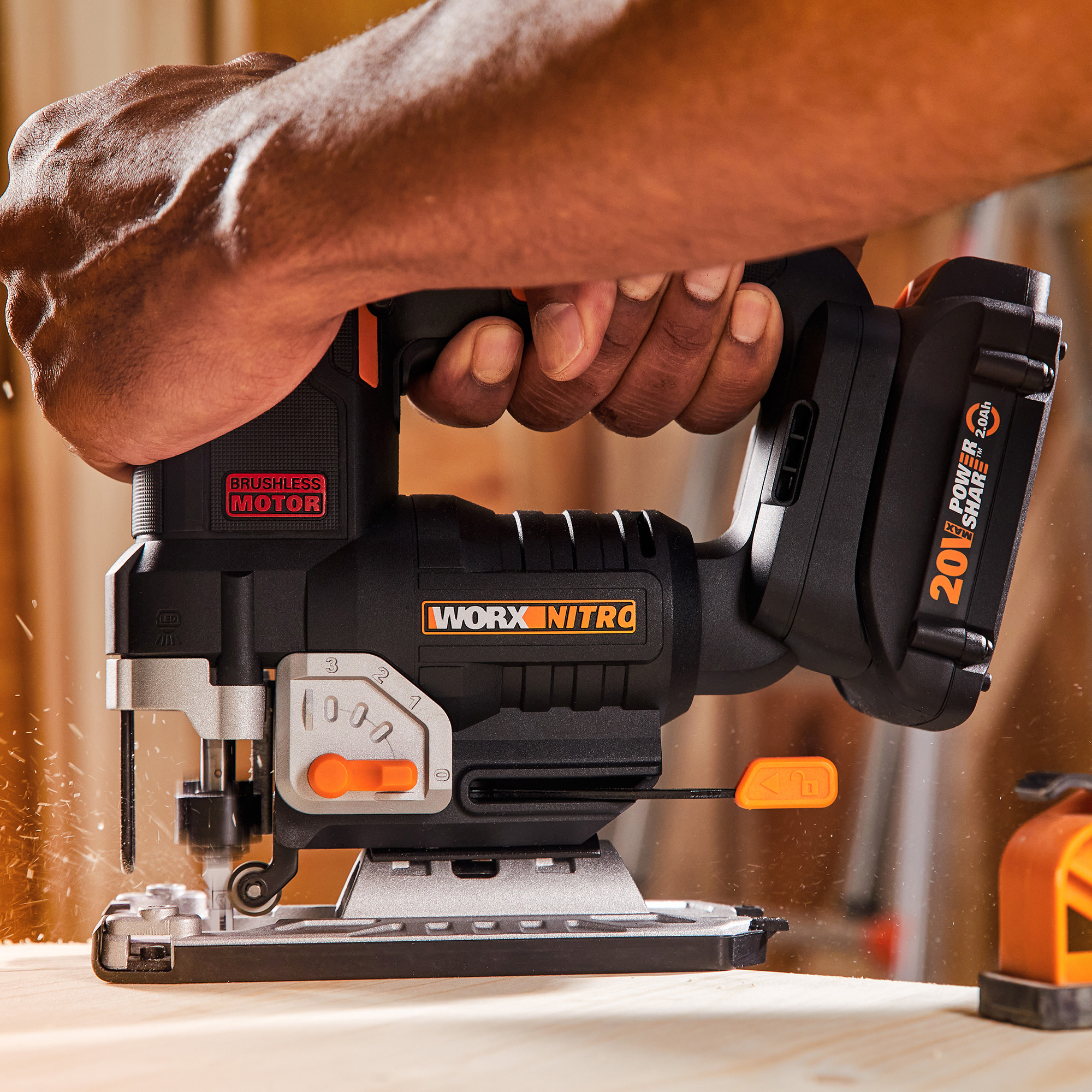 Worx Wx542l Nitro 20v Power Share Cordless Jigsaw With Brushless Motor  (battery & Charger Included) : Target